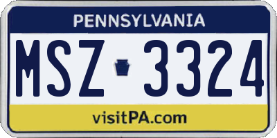 PA license plate MSZ3324