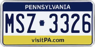 PA license plate MSZ3326