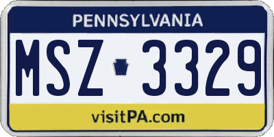 PA license plate MSZ3329