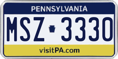 PA license plate MSZ3330