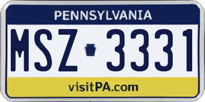 PA license plate MSZ3331