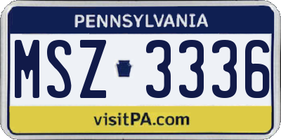 PA license plate MSZ3336