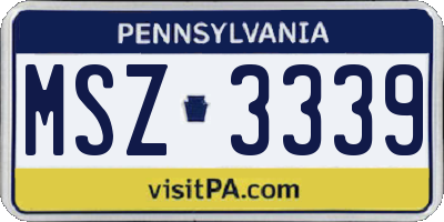 PA license plate MSZ3339