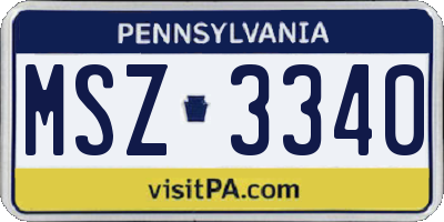 PA license plate MSZ3340