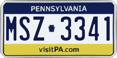 PA license plate MSZ3341