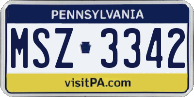 PA license plate MSZ3342