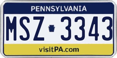 PA license plate MSZ3343