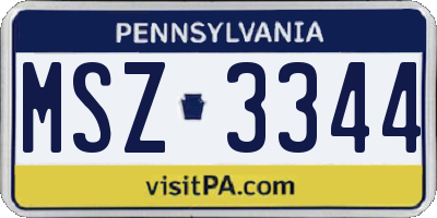 PA license plate MSZ3344