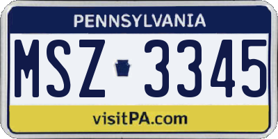 PA license plate MSZ3345