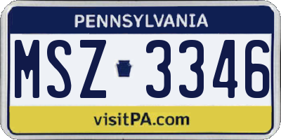 PA license plate MSZ3346