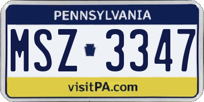 PA license plate MSZ3347