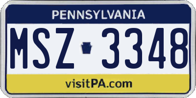 PA license plate MSZ3348