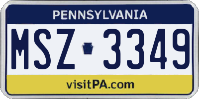 PA license plate MSZ3349