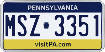 PA license plate MSZ3351