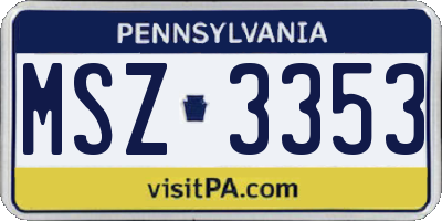 PA license plate MSZ3353