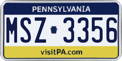PA license plate MSZ3356