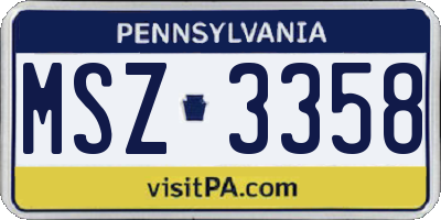PA license plate MSZ3358