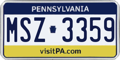 PA license plate MSZ3359