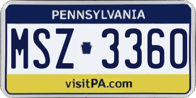PA license plate MSZ3360