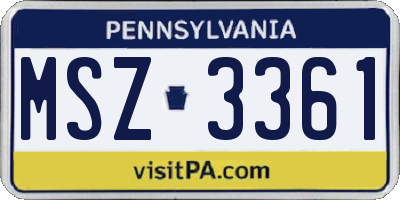 PA license plate MSZ3361
