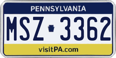 PA license plate MSZ3362