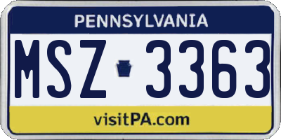 PA license plate MSZ3363