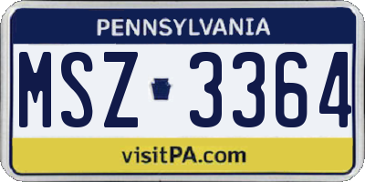 PA license plate MSZ3364