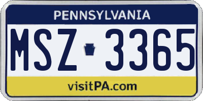 PA license plate MSZ3365