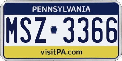 PA license plate MSZ3366