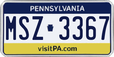PA license plate MSZ3367