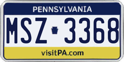 PA license plate MSZ3368