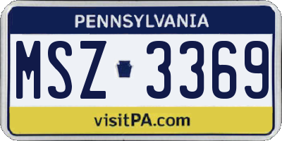 PA license plate MSZ3369