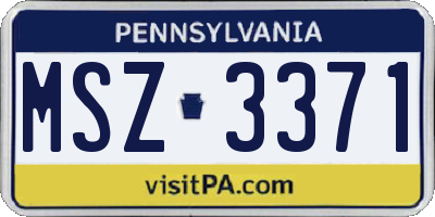 PA license plate MSZ3371