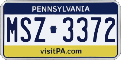 PA license plate MSZ3372