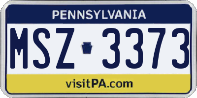 PA license plate MSZ3373