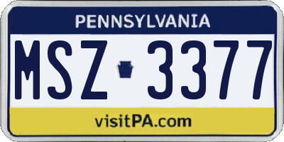 PA license plate MSZ3377