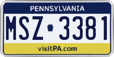 PA license plate MSZ3381