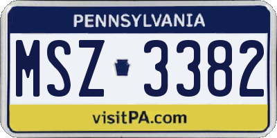 PA license plate MSZ3382
