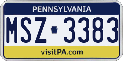PA license plate MSZ3383