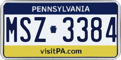 PA license plate MSZ3384
