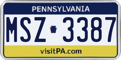 PA license plate MSZ3387