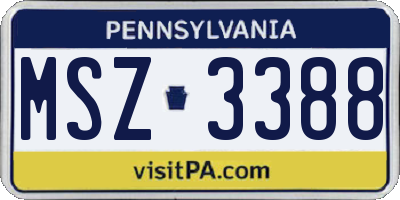 PA license plate MSZ3388