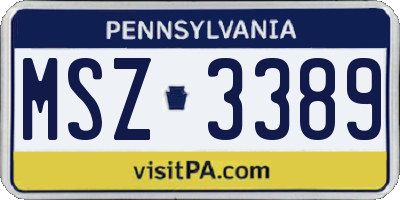 PA license plate MSZ3389