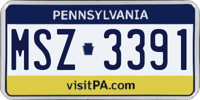PA license plate MSZ3391