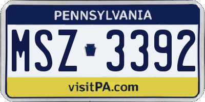 PA license plate MSZ3392
