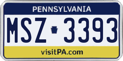 PA license plate MSZ3393