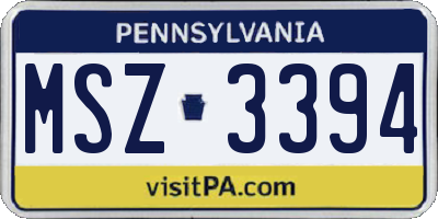 PA license plate MSZ3394