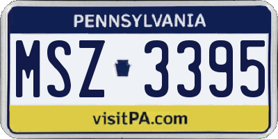 PA license plate MSZ3395