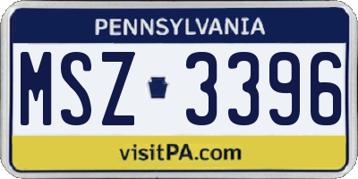 PA license plate MSZ3396