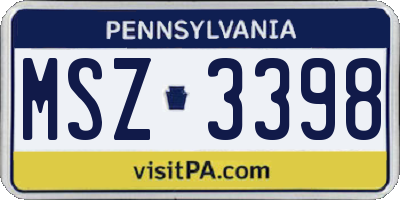 PA license plate MSZ3398